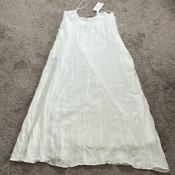 NWT ZARA LINEN BLEND DRESS ZW COLLECTION - Ecru - Picture 7 of 16